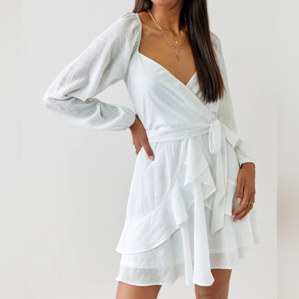 Francesca’s Hannah textured front tie mini dress - New with tags!